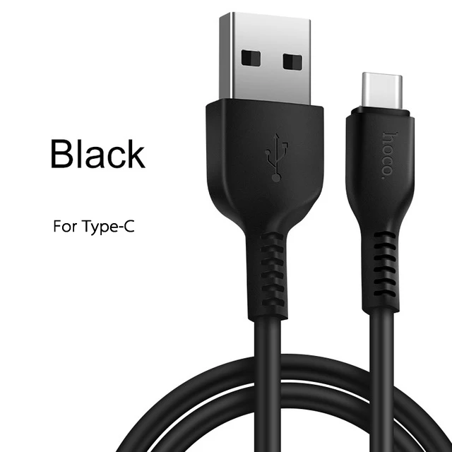 HOCO кабели для мобильных телефонов USB на Lightning/type-c/Micro USB кабель для зарядки и передачи данных Быстрая зарядка для iPhone samsung Android iOS - Цвет: Type-C Black