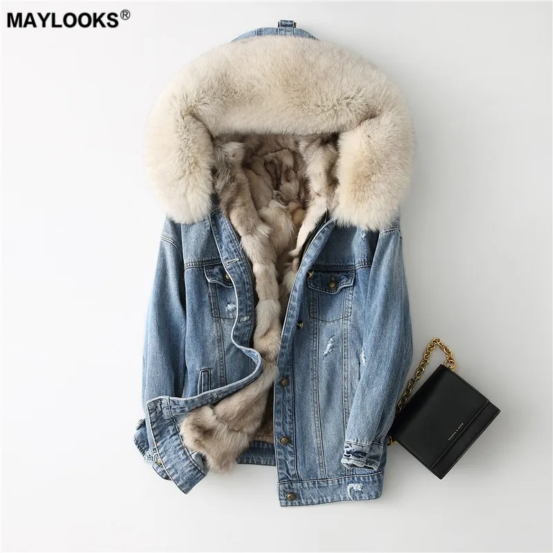 MAYLOOKS 2018 Новое модное меховое пальто 68663|Шубы и дубленки| |