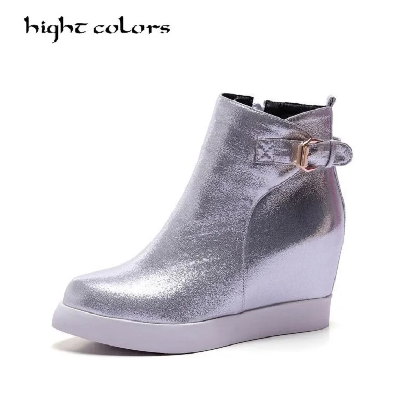 

Fashion Sequined Cloth Autumn Women Shoes Gold Sliver Ladies Wedges High Heel Ankle Boots Women Platform Fashion Boots Size 43