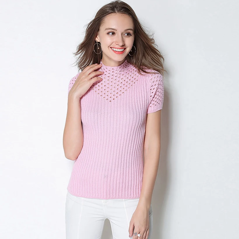 

GABERLY Soft Cashmere Short Sleeve Sweaters and Pullovers Women Spring Autumn Jumper Sweater Female Top Knitted Brand