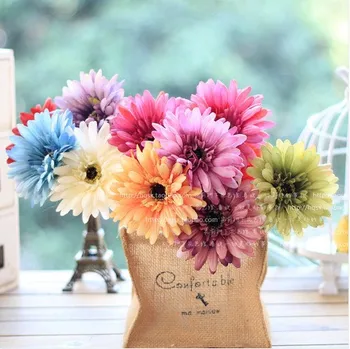 

[ 20 pcs/lot] silk simulation artificial flower lovely large chrysanthemum gerbera daisy bush bouquet 60cm wedding & home decor