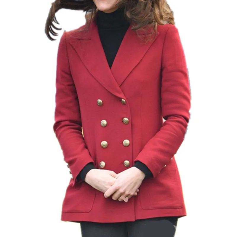 

2019 Spring Autumn new women Casual classic Simple Solid Slim Blazer feminino Double Breasted Jacket Conventional coat