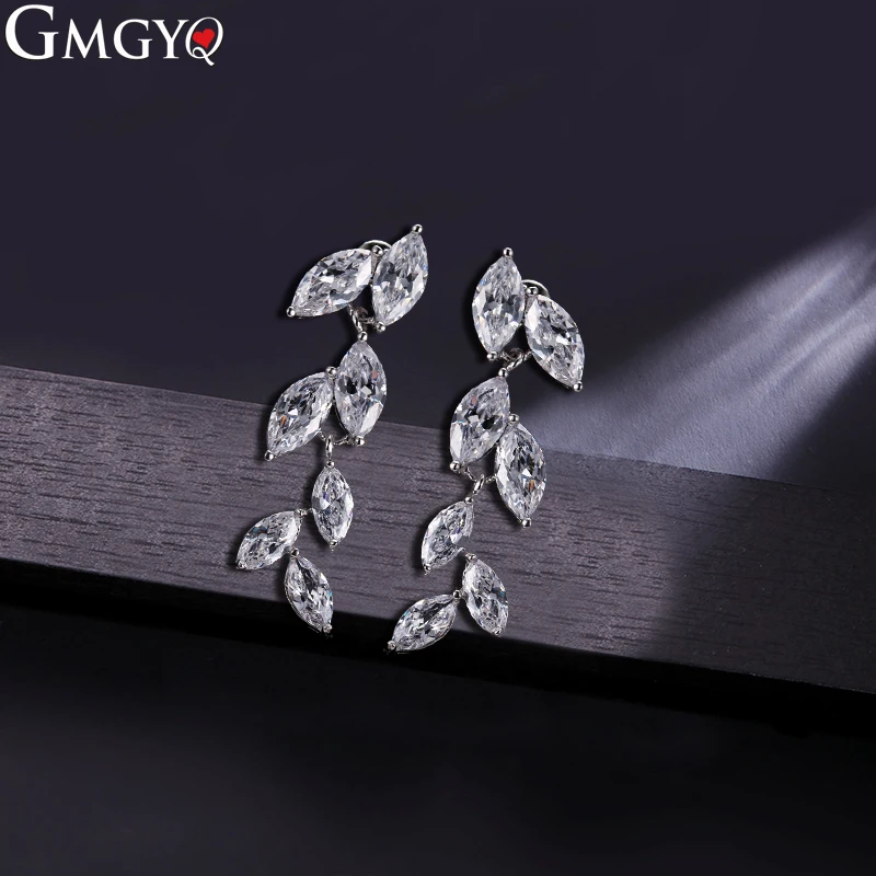 

GMGYQ Fashionable White Crystal AAA Zircon Olive Zircon Earrings Wedding Banquet Ladies Jewelry Accessories Gifts