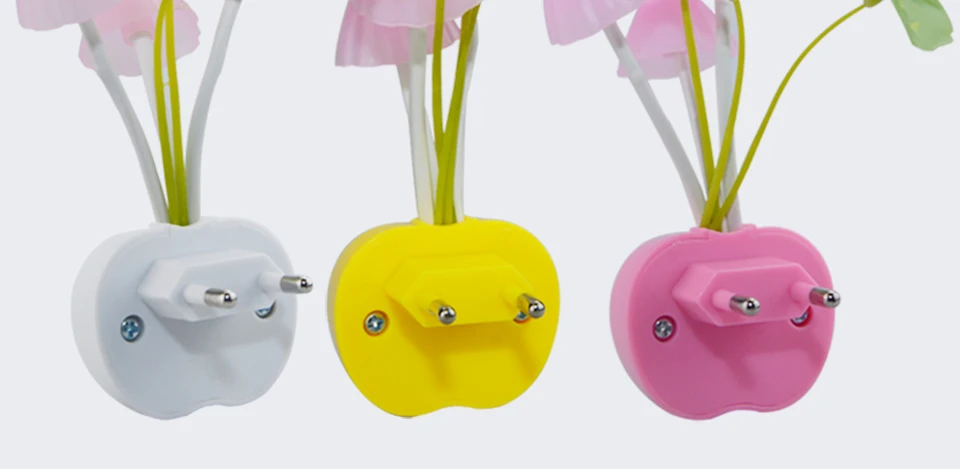 Light Sensor LED Night Light Mushroom Wall Socket Lights Luminaria  (10)