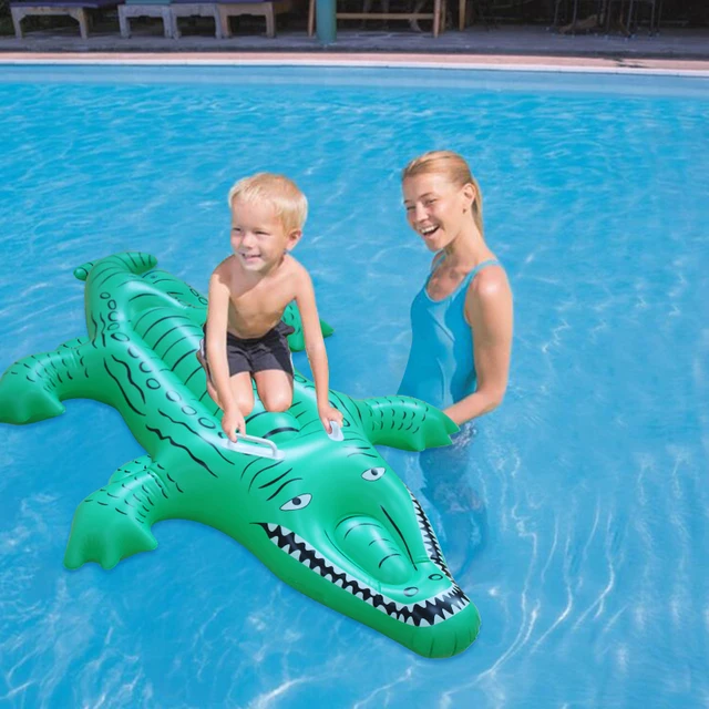 kids inflatable giant crocodile pool float baby rider water toy water