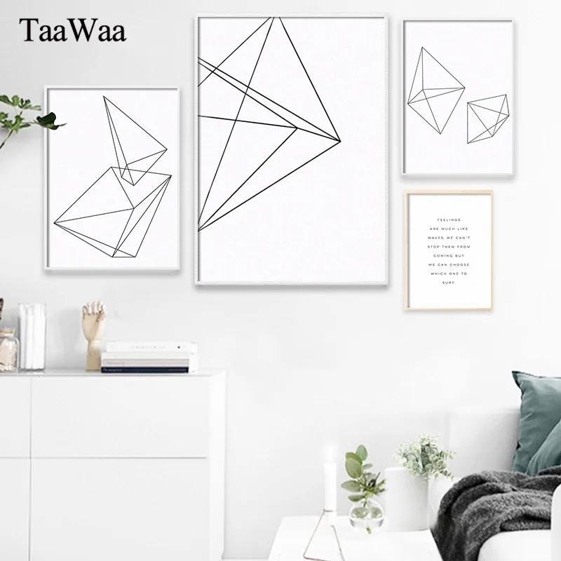 

Abstract Black and White Canvas Wall Art Stylish Geometric Lines Posters and Prints Quotes Paintings Picture For Home Decoration