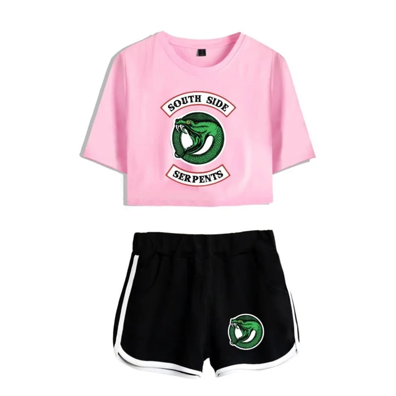 Women Riverdale Tracksuit South Side Serpents Cosplay Costumes Casual Top T-shirt Shorts Sets Summer Outfits