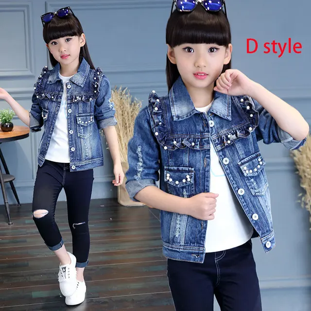 2017 Spring New Item Baby Girls Fashion Denim Jacket Girls Short style Bow print Denim Outerwear