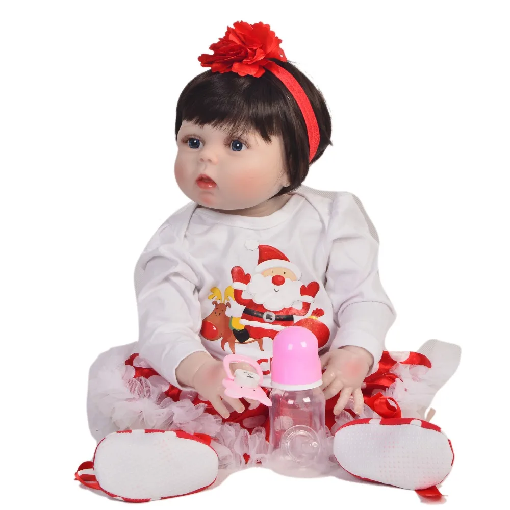 

23inch handmade Lifelike reborn full silicone realistic Baby Bonecas bathe Doll baby reborn menina Reborn Toys For Kids Gifts
