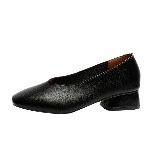 B-SAGACE; коллекция года; женские туфли-лодочки; модные женские туфли на среднем каблуке с закрытым квадратным носком; Рабочая обувь - Цвет: Black
