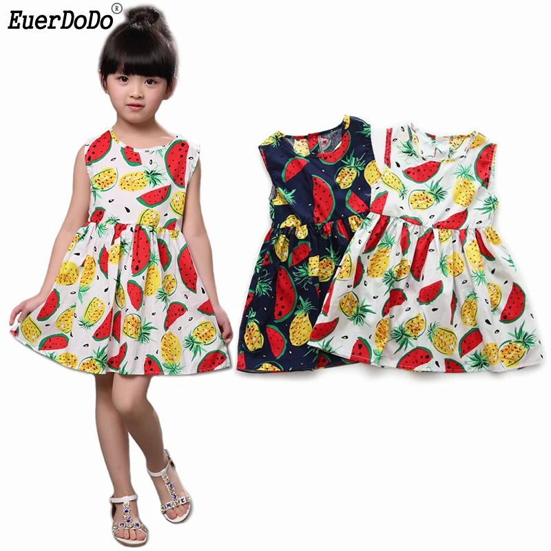 Girls Sleeveless Dress Summer Fruit Print Princess Dress For Girl