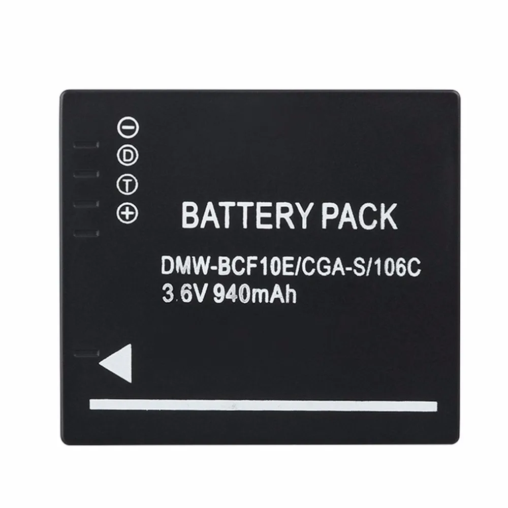

940MAH Battery for Panasonic Lumix Camera CGA-S/106C CGA-S/106D /106B DE-A59B DE-A60B DMW-BCF10E DMW BCF10E DMWBCF10E DMC-F2