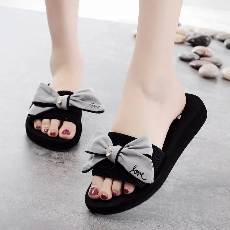 Брендовые 2020 повседневные женские шлепанцы с бантом бабочкой пляжные на