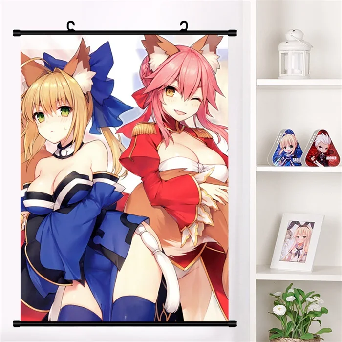 Японское аниме Манга Fate/большой заказ FGO сексуальный tamamo no Mae Косплей стены прокрутки Фреска плакат настенный висящий плакат домашний декор сбор - Цвет: S