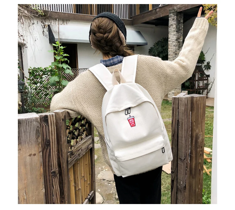 Preppy Style Women Backpack for School Teenagers Girls Vintage School Bag Ladies Canvas Fabric Backpack Female Book bag Mochila--_20