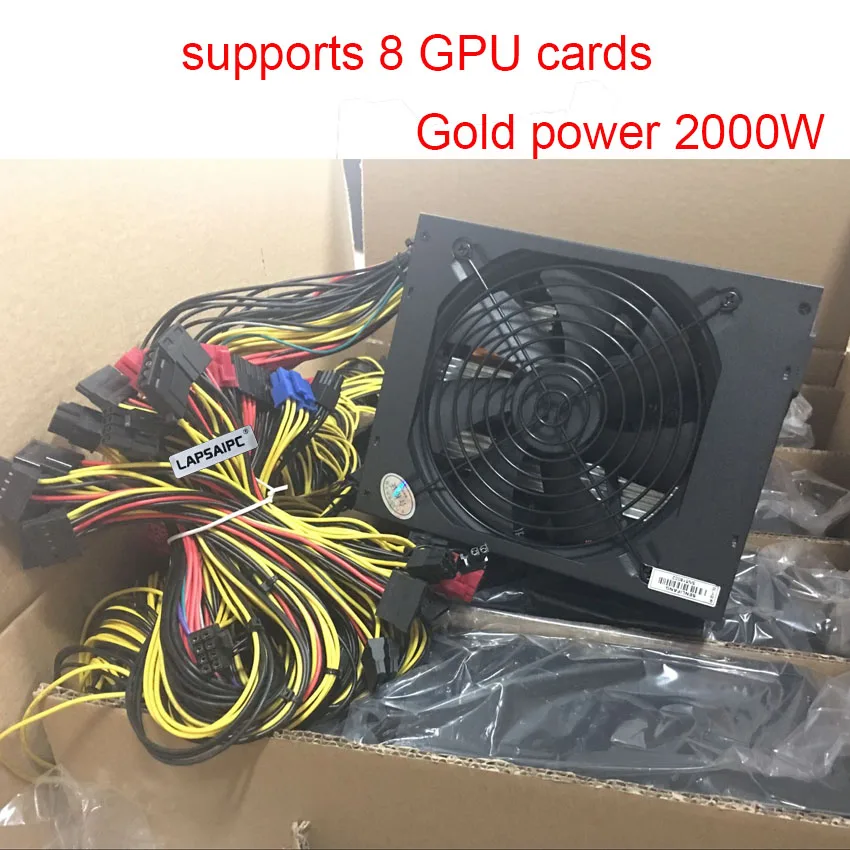 Поддержка 8 GPU карт 2000 Вт источник питания 95 Plus Gold ATX12V V2.31 ETH для майнинга монет