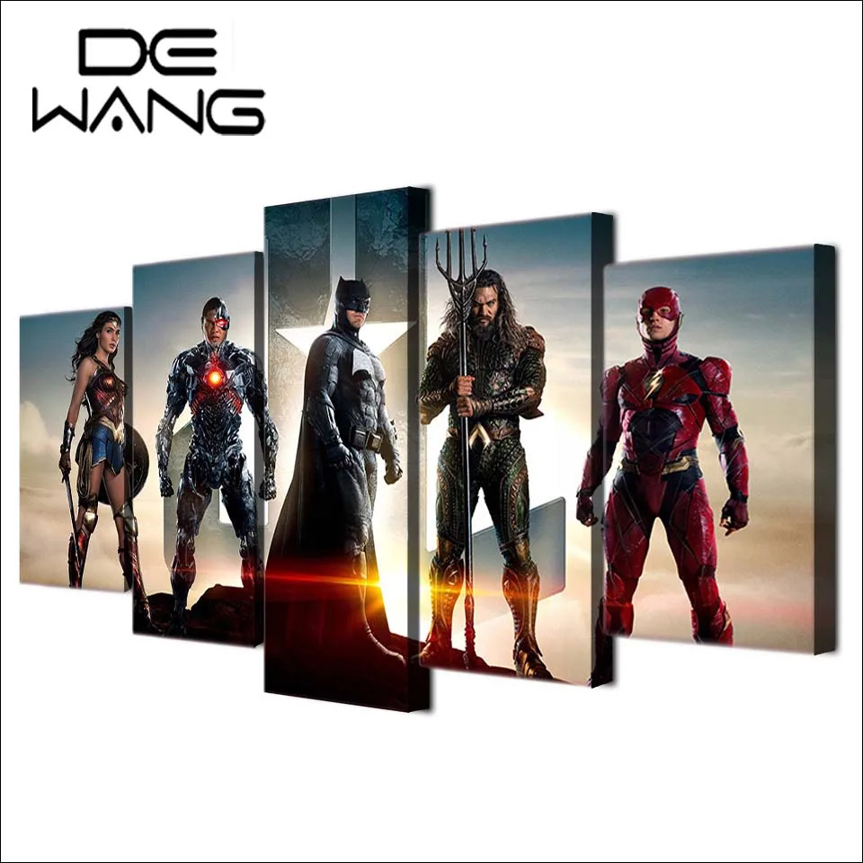 5 Panel Art Picture Justice League Canvas Pictures Poster And Print