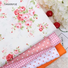 TIANXINYUE 5 шт. 40 см x 50 см оранжевый Ткань Роза цветочная хлопчатобумажная ткань для лоскутного шитья tecido tela одежда постельные принадлежности tissus