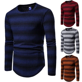 

2019 Fashion Autumn Striped Men Sweater New Men Clothing O-neck Knit Casual Sweaters Streetwear Mens Pulloner Dropshipping