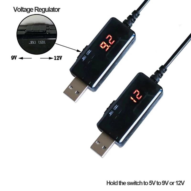 5 В до 9 в/12 в USB модуль увеличения напряжения Регулируемый преобразователь дисплей повышающий провод для прикуривания Plug and play с адаптером