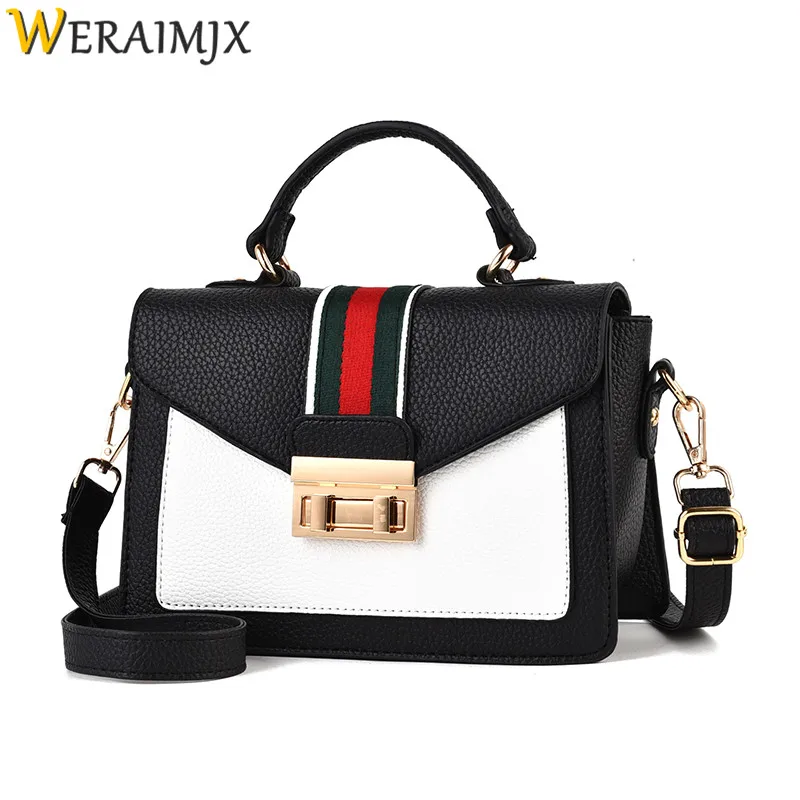 

WERAIMJX Bags for Women 2018 Fashion Cheap Bolsa Feminina PU Leather Black White Handbag Crossbody Bags MJ222TY