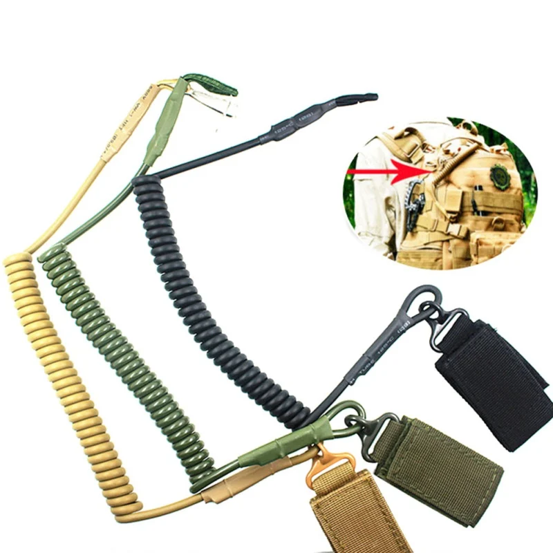 في الهواء الطلق التكتيكية قابل للسحب البلاستيك الربيع مرونة حبل الأمن والعتاد أداة لالادسنس المشي في الهواء الطلق التخييم مكافحة خسر أدوات