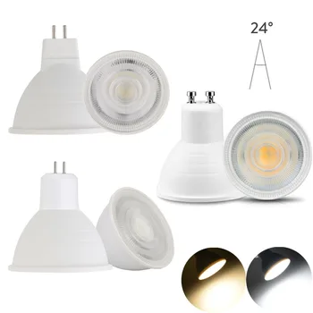 買取 10 ピース/ロット Led ライト電球スポットライト調光対応 GU10 MR16 GU5.3 110 ボルト 220 ボルト COB チップビーム角 30 度スポットライトのためのテーブルランプ