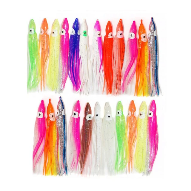 50pcs 9cm Mixed Color Soft Silicone Fishing Lures Plastic Octopus Squid  Skirt Fishing Lure Saltwater Octopus Bait For Fishing