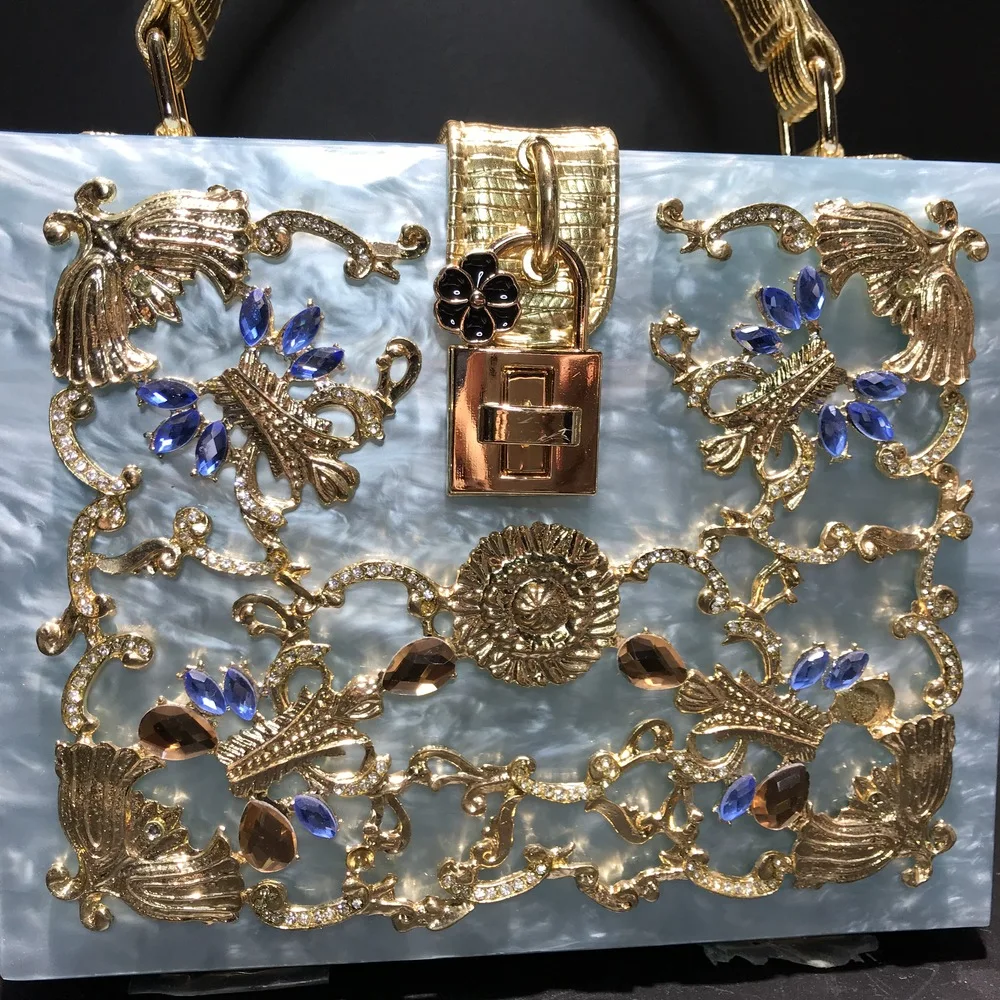 Модные вечерние сумка diamond flower клатч полые рельефная акриловая роскошные сумки
