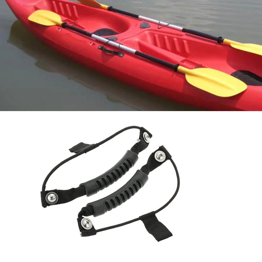 

New 2pcs Kayak Canoe Boat Side Mount Carry Handle with 0.5cm Diameter Bungee Cord boat Accessories Rubber Handle Fixing Paddle