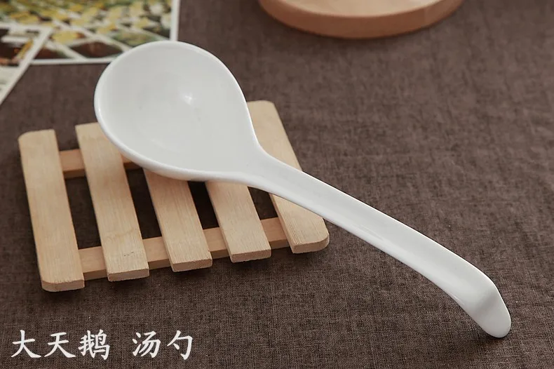 Bone china, big ceramic round spoons, long spoon for soup, ladle soup, for mashed potatoes, for