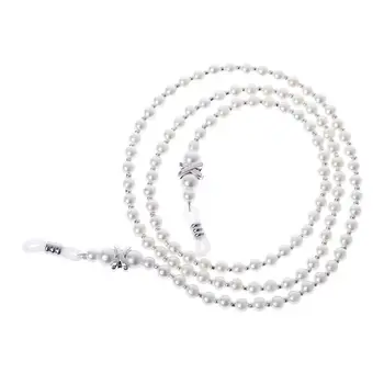 

White Imitation Pearl Beaded Eyeglass Spectacle Eyewear Reading Glasses Chain Holder Lanyard Cord Strap Necklace Handmade