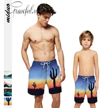 Пляжные шорты мужские пляжные купальные шорты с принтом для сына и папы, купальный костюм, пляжный купальник, Пляжные штаны для серфинга