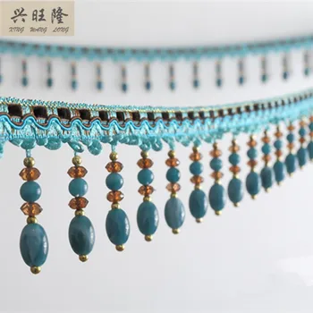 

XWL 12M/Lot Pearl Beads Curtain Lace Accessories Tassel Fringe Trim Ribbon DIY For Sewing Sofa Curtain Valance Stage Home Decor