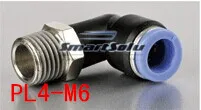 

free shipping 10pcs/lots PL4-M6 female elbow, for 4mm hose 3/4 thread, pneumatic flow control valve, pneumatic connectors