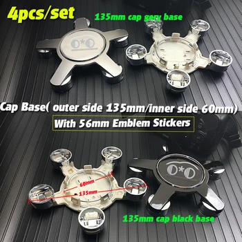 

4x 56mm Stickers Grey Black Silver Car Wheel Center Hub Caps 135MM for Audi seat Golf Seat Volvo Suzuki BMW Toyota Nissan Lexus