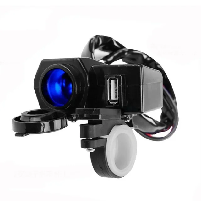 US $8.07 Waterproof 12V Motorcycle Moto USB Scooter Cigarette Lighter Handlebar Clamp Power Charger Outlet S
