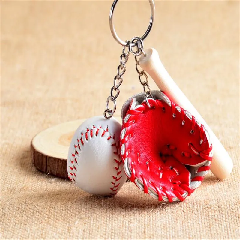 Мини-бейсбольная перчатка из трех частей деревянный брелок с битой спортивной автомобильной брелок Подарочный Брелок для ключей для мужчин и женщин B166