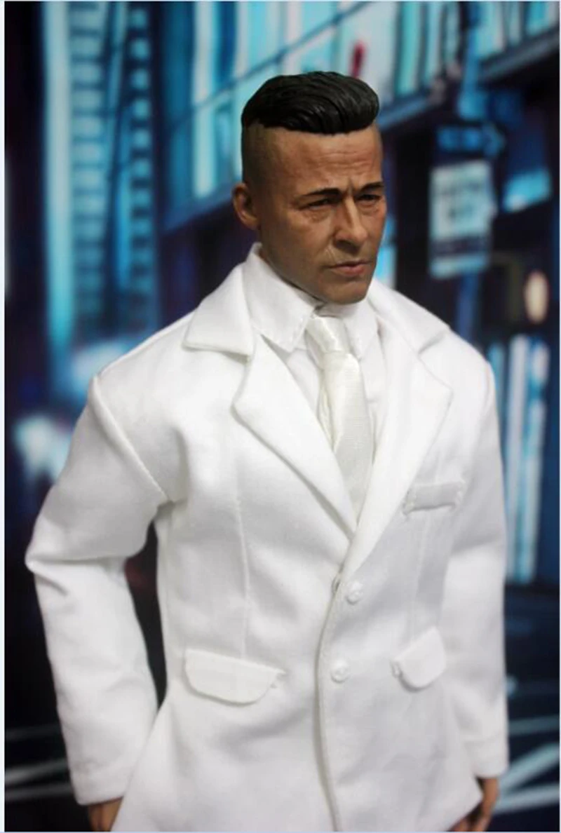 1/6 Male White Suit Coat Pants and Tie 