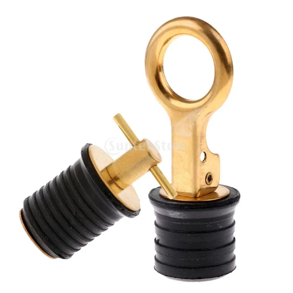 Rubber & Brass Boat Livewell Drain Plug Set 30mm Snap Type + 24mm Twist