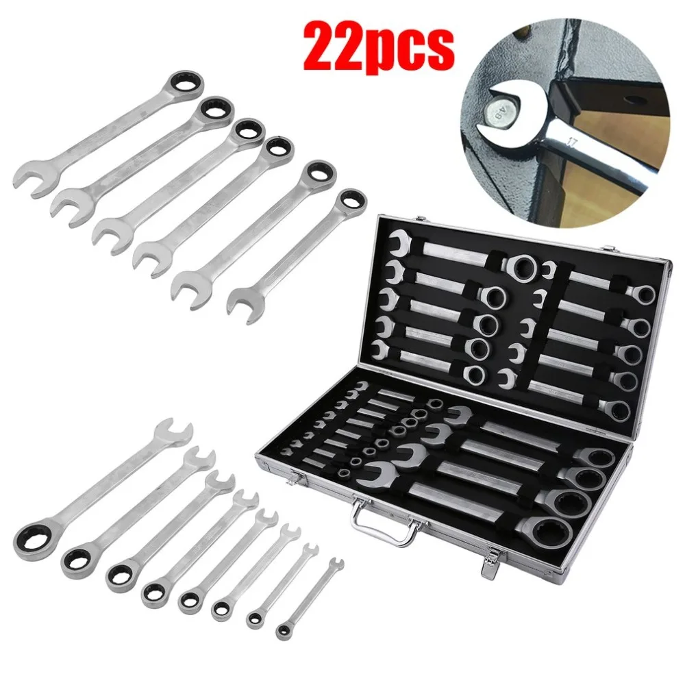 (Ship from DE)Gear Ratchet Wrench Keys 22 Pcs Ratcheting Wrench 6-32mm Geared Spanner Set Chrome Vanadium Steel Spanner Tool (Ship from DE)Gear Ratchet Wrench Keys 22 Pcs Ratcheting Wrench 6-32mm Geared Spanner Set Chrome Vanadium Steel Spanner Tool