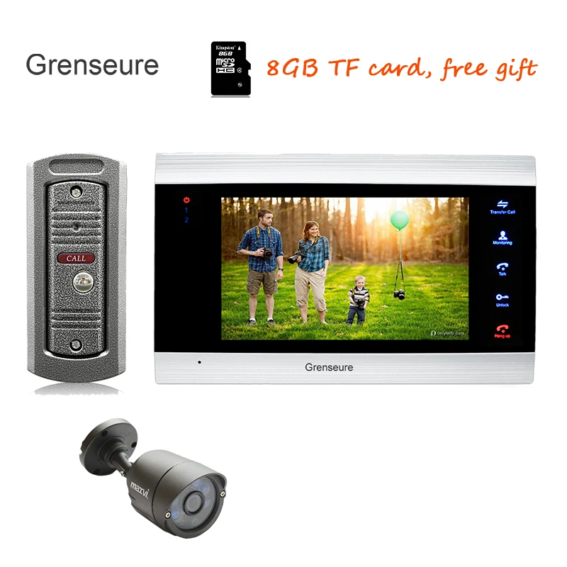 

Free Shipping 720P AHD HD 7" Color Screen Video Intercom Door Phone Recording System + Metal Outdoor Camera + Bullet CCTV Camera