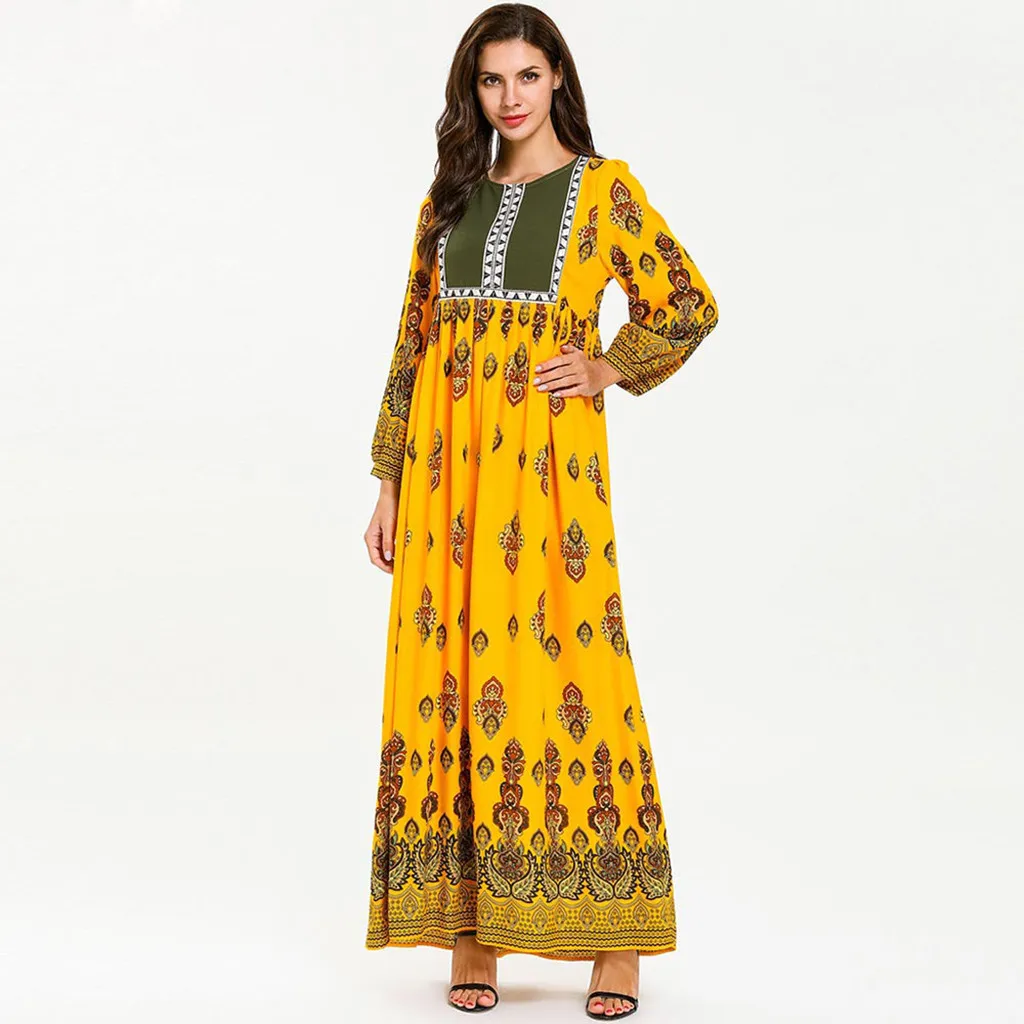 Модный принт в мусульманском стиле abaya парадные платья для женщин женское платье