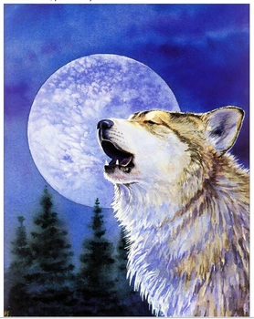

Wolf In Night Needlework Diy Diamond Painting Cross Stitch round Diamond Embroidery Home Christmas Decoration Free Shipping