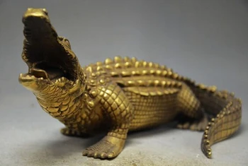 

ZSR 1016++++Elaborate Chinese Old Brass handmade Statues -- Crocodile