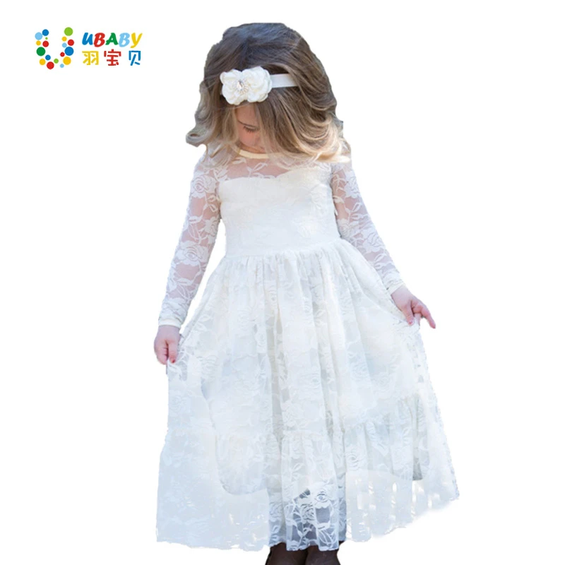 Gadis Renda Gaun Panjang Bunga Untuk Usia 2 12 Bayi Anak Princess Formal Pernikahan Prom Pesta Gaun Beige Busur Besar Manis Pakaian Girls Lace Flower For Dresslace Dresses Flower Girl Aliexpress
