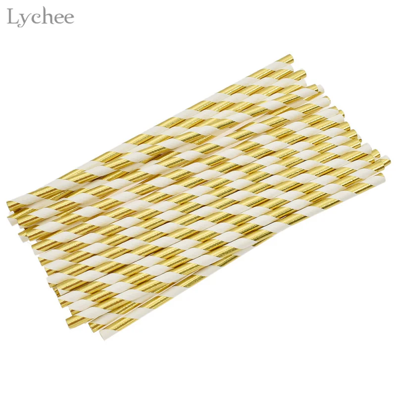 

Lychee 100pcs Foil Rose Paper Straws Disposable Drinking Sucker For Kids Baby Birthday Wedding Bar DIY Party Supplies