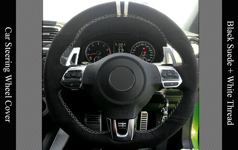 Lqtenleo черная замша DIY автомобиля рулевое колесо Крышка для Volkswagen Golf 6 GTI MK6 VW Polo GT Scirocco R Passat CC R-Лин