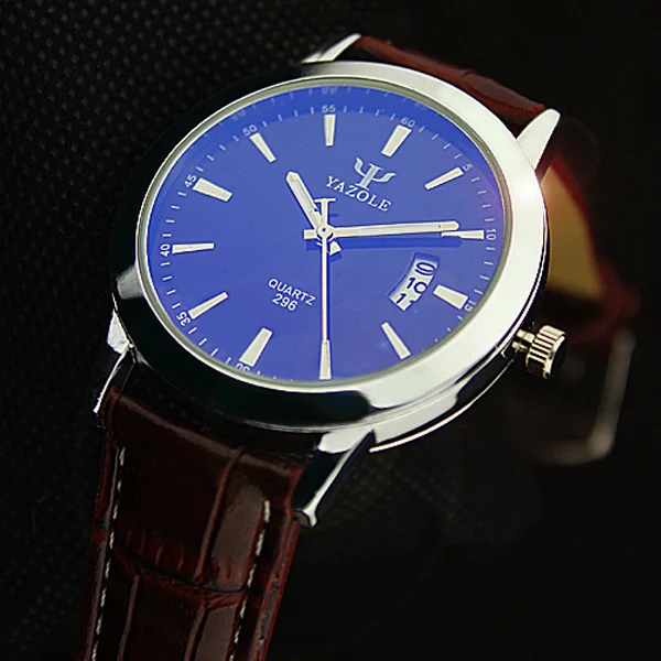 YAZOLE Brand Men's Watches Date Quartz-watch Male Clock Leather Wrist Quartz Watch Wristwatch water resistant Relogio Masculino |