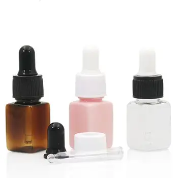 

10ML PET Essential Oil bottle with Dropper Square Cosmetic Packaging Container Mini Sample Bottles Serum Dropper Bottle